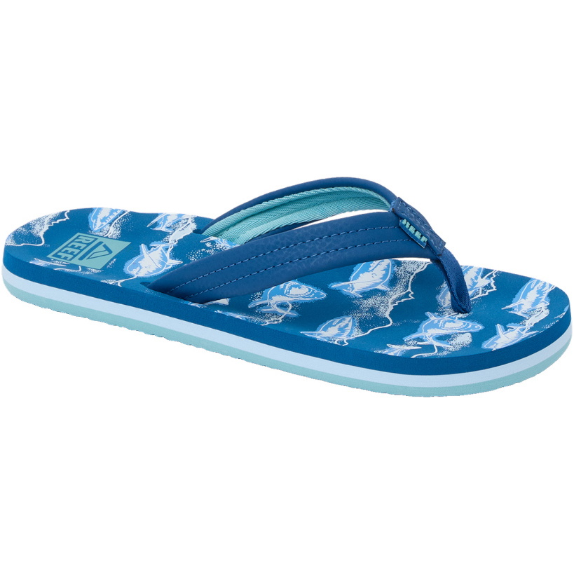 2026 Reef Junior Ahi Flip Flops CJ9096 - Royal Sharks